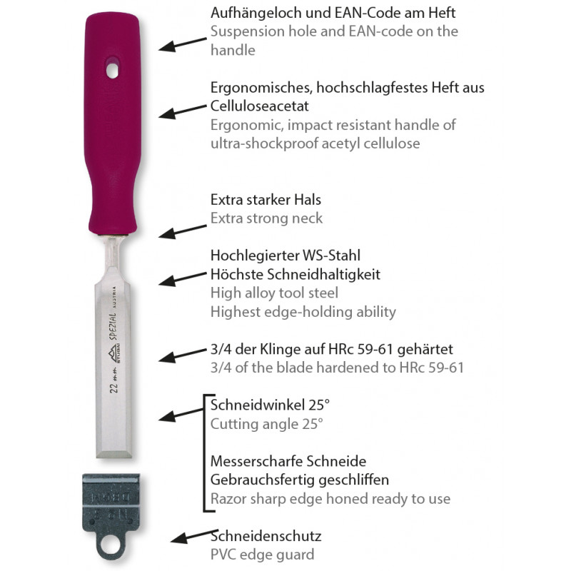 Ciseau meniusiers, manche en plastique - 4 mm