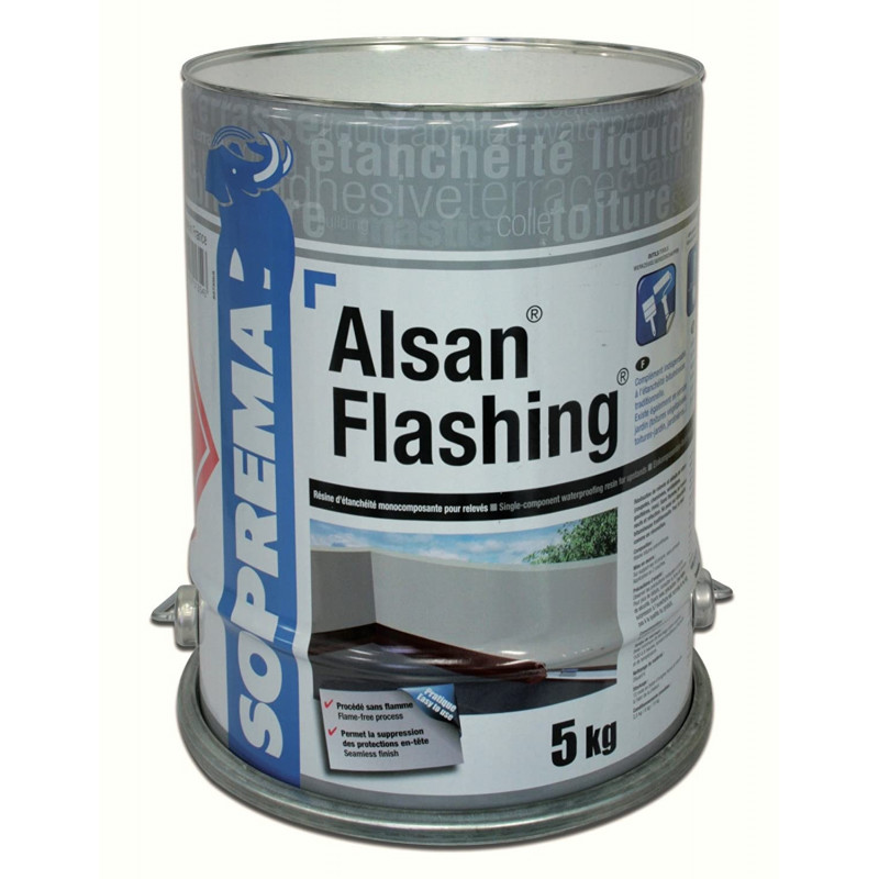 Résine d'étanchéité prête à l'emploi Alsan® Flashing, destinée à la  réalisation des relevés sans flamme Soprema
