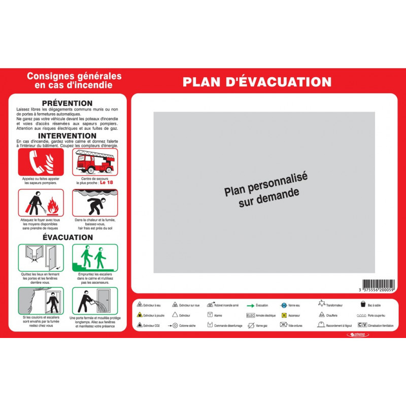 PLAN D'EVACUATION 450X300mm