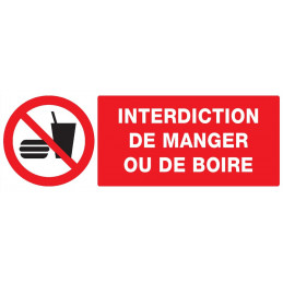 INTERDICTION DE MANGER OU DE BOIRE 200x52mm