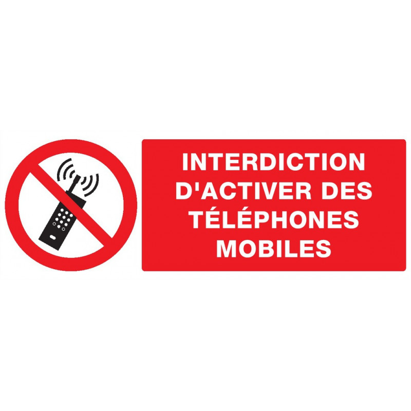 INTERDICTION D'ACTIVER DES TELEPHONES MOBILES 200x52mm