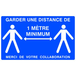 GARDER UNE DISTANCE DE 1 METRE MINIMUM 330X200mm (BLEU)