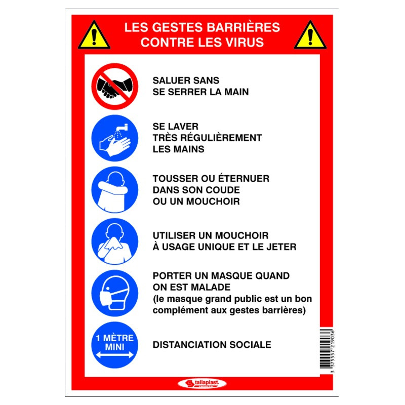 LES 5 GESTES BARRIERES (COVID-19)