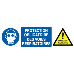 PROTECTION VOIES RESPIRATOIRES/DANGER AMIANTE 330x75mm