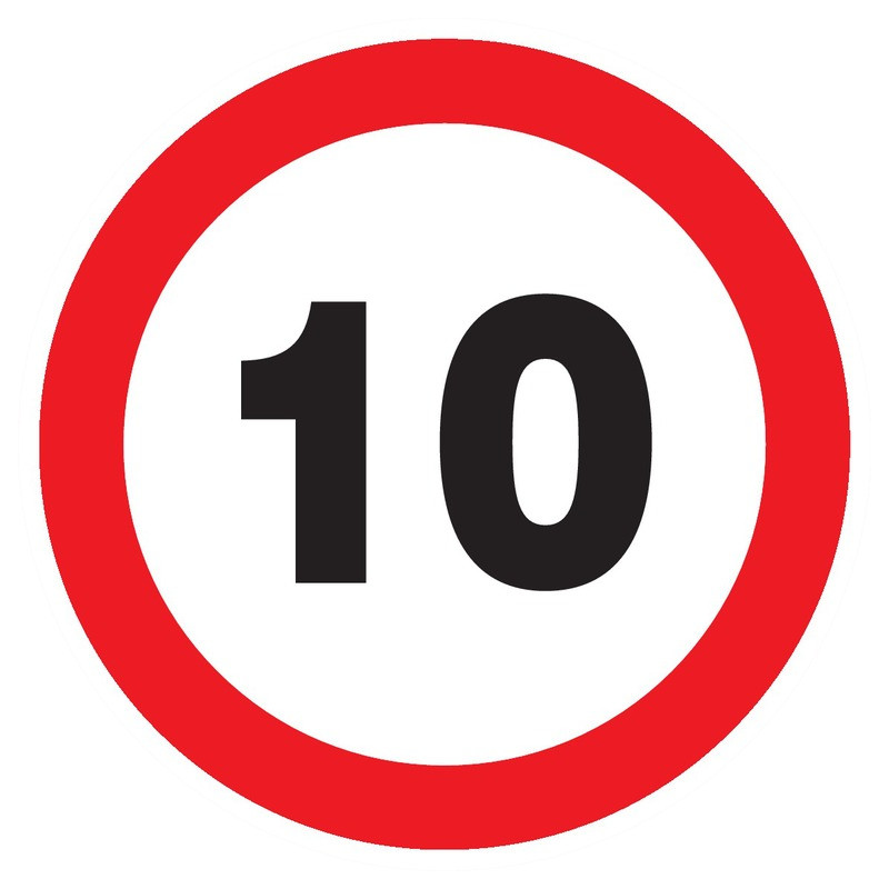 INTERDIT DE ROULER A PLUS DE 10 KM/H D.180mm