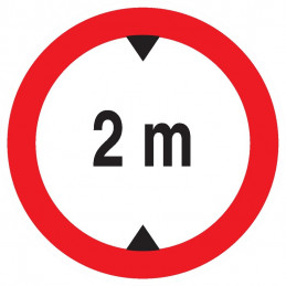 INTERDIT AUX VEHICULES DE PLUS DE 2.00M DE HAUT D.180mm