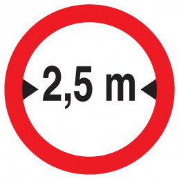 INTERDIT AUX VEHICULES DE PLUS DE 2.50M DE LARGE D180mm