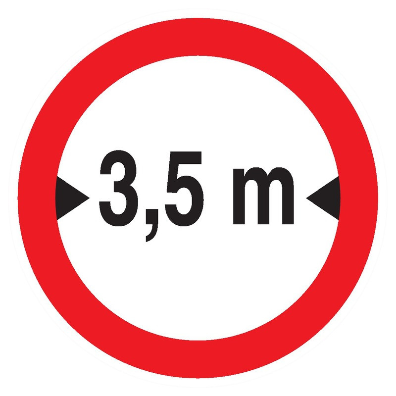 INTERDIT AUX VEHICULES DE PLUS DE 3.50M DE LARGE D180mm INTERDIT AUX VEHICULES DE PLUS DE 3.50M DE LARGE D180mm