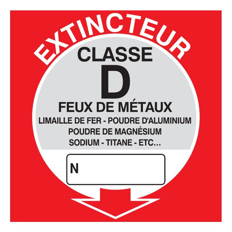 EXTINCTEUR CLASSE D 200x200mm EXTINCTEUR CLASSE D 200x200mm