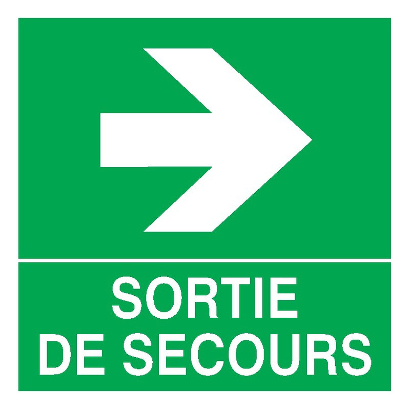 SORTIE DE SECOURS FLECHE A DROITE 200x200mm SORTIE DE SECOURS FLECHE A DROITE 200x200mm