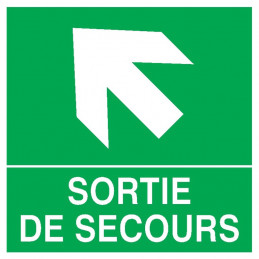 SORTIE DE SECOURS FLECHE EN HAUT A GAUCHE 200x200mm