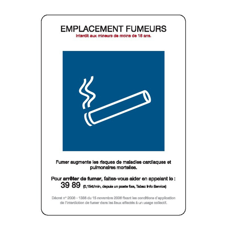 EMPLACEMENT FUMEURS 150X210mm (A5) PS CHOC