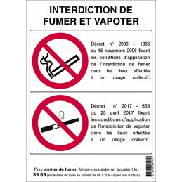 INTERDICTION DE FUMER ET VAPOTER 150X210mm (A5) PS CHOC
