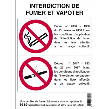 INTERDICTION DE FUMER ET VAPOTER 210X297mm (A4) PS CHOC