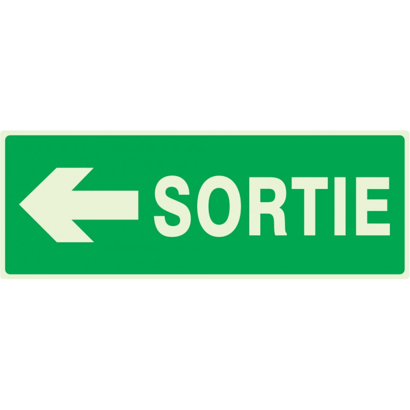 SORTIE FLECHE A GAUCHE LUMINESCENT 330x200mm SORTIE FLECHE A GAUCHE LUMINESCENT 330x200mm