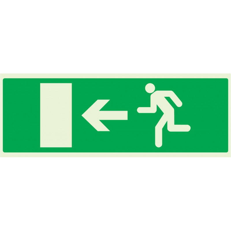 EVACUATION VERS SORTIE GAUCHE LUMINESCENT 330x75mm EVACUATION VERS SORTIE GAUCHE LUMINESCENT 330x75mm