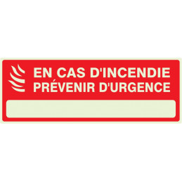EN CAS D'INCENDIE PREVENIR D'URGENCE LUMINES. 330x120mm