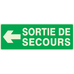 SORTIE DE SECOURS FLECHE A GAUCHE LUMINESCENT 330x120mm