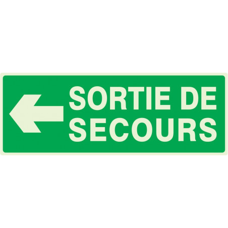 SORTIE DE SECOURS FLECHE A GAUCHE LUMINESCENT 330x120mm