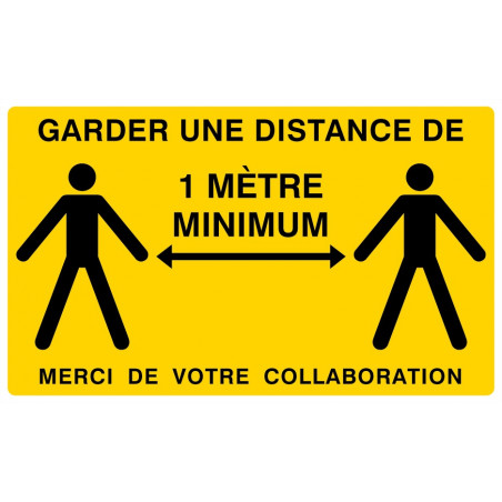 GARDER UNE DISTANCE DE 1 METRE MINIMUM 330X200mm(JAUNE)