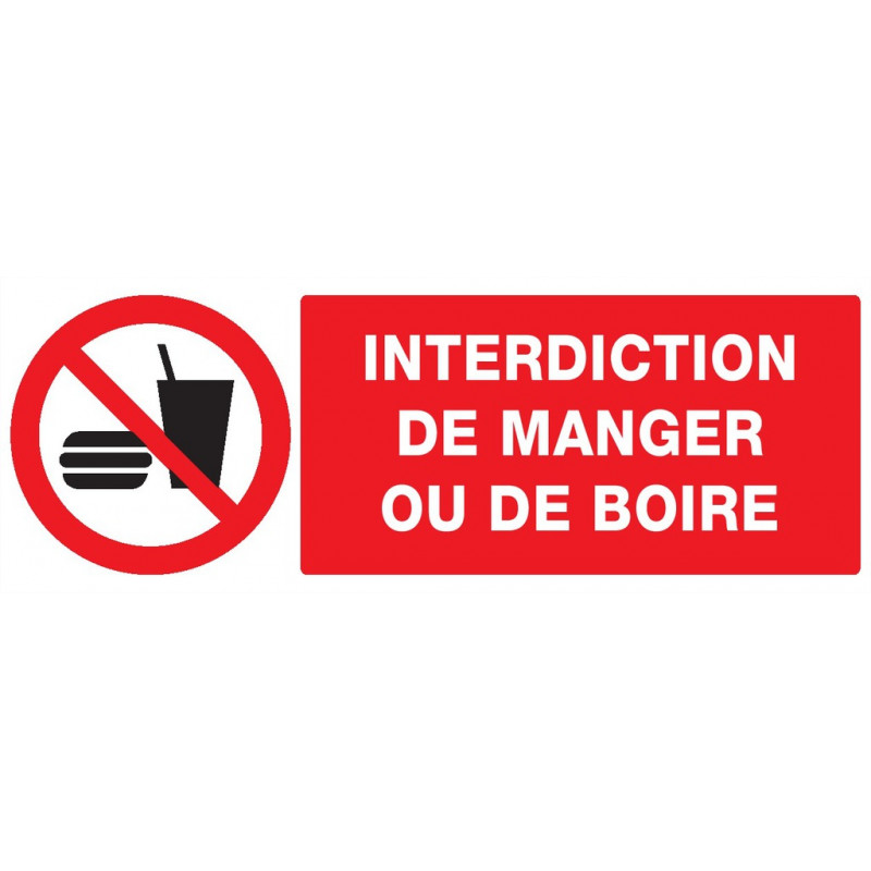 INTERDICTION DE MANGER OU DE BOIRE 330x120mm