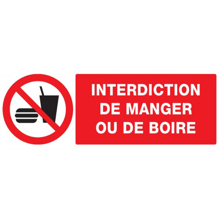 INTERDICTION DE MANGER OU DE BOIRE 330x120mm
