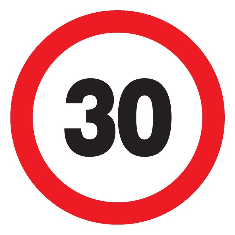 INTERDIT DE ROULER A PLUS DE 30 KM/H D.180mm INTERDIT DE ROULER A PLUS DE 30 KM/H D.180mm
