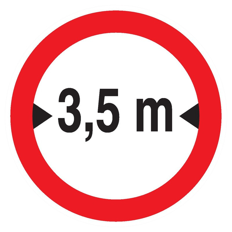 INTERDIT AUX VEHICULES DE PLUS DE 3.50M DE LARGE D180mm