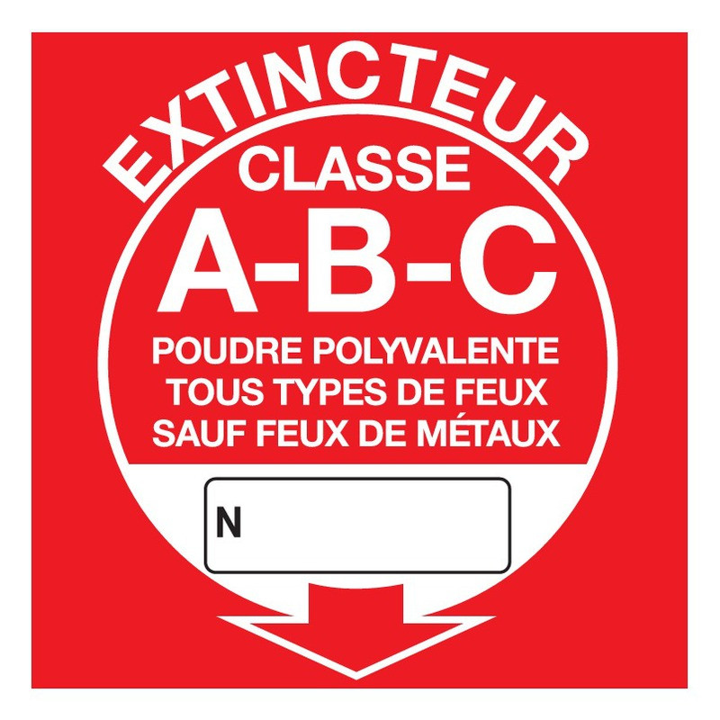 EXTINCTEUR CLASSE A-B-C 200x200mm