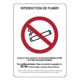 INTERDICTION DE FUMER 210X297mm (A4) ADHESIF